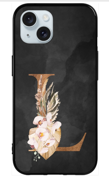 Coque Couple  Black initials flower